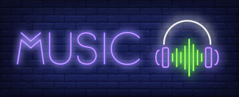 Music neon text with headphones and soun... | Free Vector #Freepik #freevector #logo #banner #poster #music Lamps Illustration, Logo Spotify, Logo Musik, Cool Cover Photos, Banners Music, Music Neon, Grafic Art, Balloon Logo, Neon Text