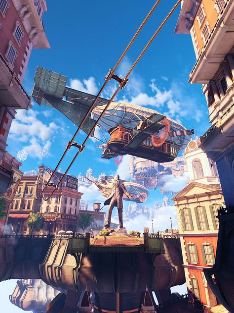 ArtStation - BioShock Infinite (Irrational Games), Digital Frontiers Bio Shock Aesthetic, Bioshock Infinite Columbia, Bioshock Infinite Aesthetic, Bio Shock Infinite, Infinite Aesthetic, Bioshock Aesthetic, Columbia Bioshock, Bioshock Artwork, Bioshock 1