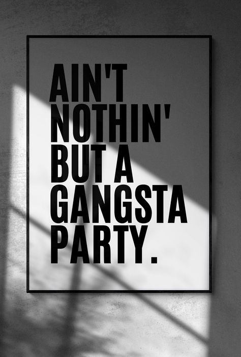 "🔊 'Ain't Nothin' But A Gangsta Party' is more than a lyric—it's a vibe! Get this digital wall art and turn any space into a hip-hop haven. 🔊 👀 Inside: DIGITAL FILE for quick setup 📥 Pure rap aesthetic 🎤 🔊 Why You'll Love It: Nods to rap legends 🙌 Adds urban grit to your decor 🏙️ Click the Etsy link to snag this rap classic for your walls. Ideal for parties or spaces that crave a hip-hop touch. 🌟 Rap Legends, American Songs, Printable Party Decorations, Urban Decor, Air Bnb, Rap Aesthetic, 90s Hip Hop, Rap Lyrics, Lyrics Aesthetic