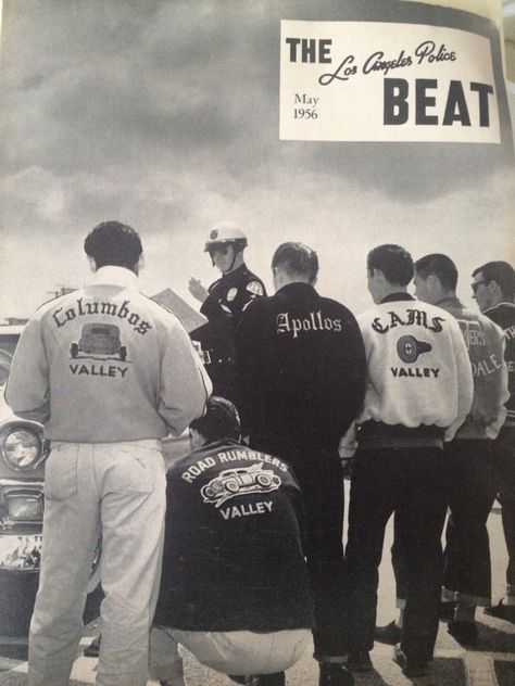 LAPD The Beat magazine with LA car clubs Car Apparel, Vintage Hot Rod, Workwear Vintage, Teddy Boys, Bmw 2002, Shirt Design Inspiration, Car Club, Apple Wallpaper, 로고 디자인