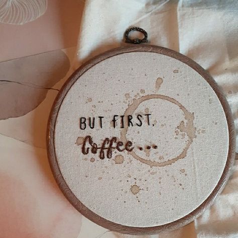 Coffee Embroidery, Fabric Paint Shirt, Diy Bead Embroidery, Embroidery Template, Diy Embroidery Patterns, Hand Embroidery Kit, Handmade Embroidery Designs, Hand Embroidery Projects, Cute Embroidery