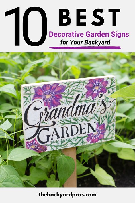 🌼✨ Elevate your outdoor oasis with our curated list of the 10 Best Decorative Garden Signs for Your Backyard! 🏡🎨 From charming quotes to whimsical designs, discover the perfect sign to add a touch of personality to your green haven. Sprinkle a dash of creativity and watch your garden bloom with character! 🌷🔍 #GardenDecor #OutdoorStyle #SignsOfStyle Garden Sign Ideas, Garden Quotes Signs, Funny Garden Signs, Gate Signs, Plant Puns, Handmade Quotes, Garden Diary, Charming Quotes, Garden Plaques