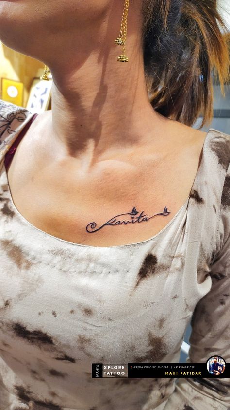 Chest Name Tattoos For Women, Chest Tattoo Name, Tattoo Heartbeat, Female Chest Tattoo, Heartbeat Tattoo Design, Lower Stomach Tattoos, Tattoos Forearm, Stomach Tattoos Women, Cute Finger Tattoos