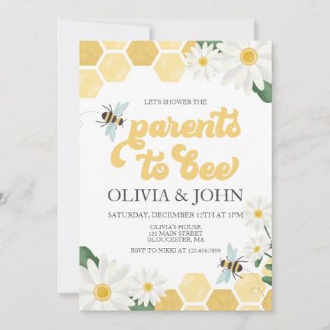 Parents to Bee Baby Shower bumblebee Invitation for $2.98 - Baby Shower Invitations Bumblebee Invitation, Parents To Bee, Bee Baby Shower Invitations, Bee Invitations, Honey Bee Baby Shower, Baby Shower Background, Bee Baby Shower Theme, Mommy To Bee, Bumble Bee Baby Shower