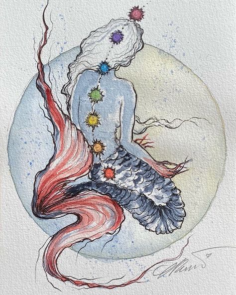 Mermaid Watercolor Painting, Art Mystical, Watercolor Mermaid, Mermaid Painting, Simi Valley, Mermaid Print, Sketches Simple, Botanical Painting, Limited Edition Art Print