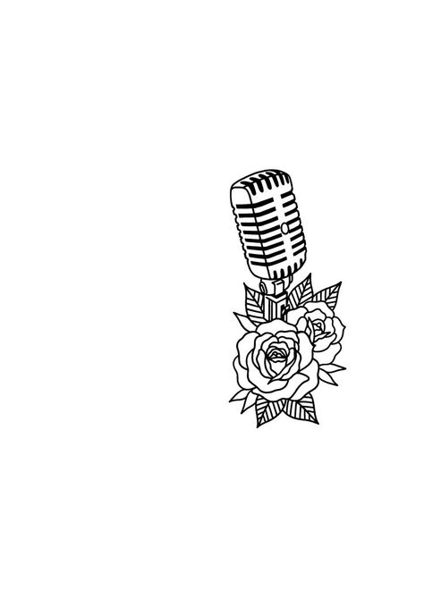 Mic Tattoo, Microphone Tattoo, Cousin Tattoos, State Tattoos, Retro Tattoos, Guitar Tattoo, Music Tattoo Designs, Roses Drawing, Music Tattoos