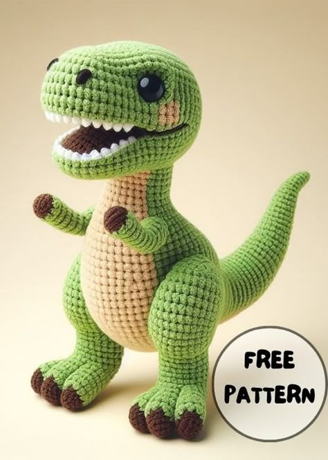 Crochet T-Rex Amigurumi Crochet Animals Free Patterns Dinosaur, Knitting Dinosaur Pattern, T Rex Free Crochet Pattern, Crochet Projects Dinosaur, Easy Crochet Dinosaur For Beginners, Amigurumi Trex Crochet Dinosaur Free Pattern, Dinosaur Amigurumi Pattern Free Crochet Toys, Crochet Big Dinosaur Pattern Free, T Rex Knitting Pattern Free