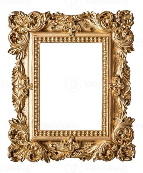 marco de fotos de estilo barroco. objeto de oro de arte vintage Gold Objects, Art Deco Pictures, Baroque Frames, Photo Frame Wallpaper, Vintage Photo Frames, Photo Frame Design, Frame Png, Framed Wallpaper, Vintage Picture Frames