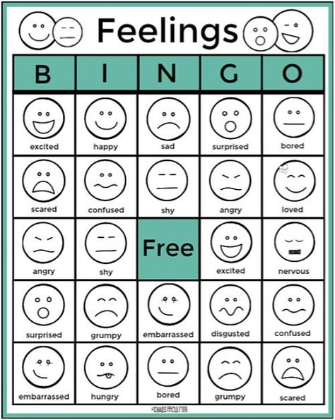 Feelings Bingo Emotion Bingo Free Printable, Feelings Bingo Free Printable, Emotions Bingo Free Printable, Emotion Activities For Preschool Crafts, Sel Bingo, Feelings Worksheet Preschool, Social And Emotional Activities, Feelings Bingo, Emotions Game