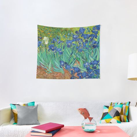 Rooms With Tapestries, Bedroom Tapestry Ideas, Room Tapestry Ideas, Room Ideas Tapestry, Van Gogh Tapestry, Tapestry Room Ideas, Bedroom Ideas Tapestry, Tapestry Dorm Room, Tapestries Bedroom