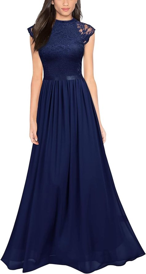 Amazon.com: Miusol Women's Formal Sleeveless Floral Lace Bridesmaid Party Maxi Dress (Medium, Navy Blue) : Clothing, Shoes & Jewelry Tree Swings, Princess Fashion, Party Maxi Dress, Navy Blue Bridesmaid Dresses, Blue Clothing, Navy Bridesmaid Dresses, Amazon Dresses, Lace Bridesmaids, Bridesmaid Party