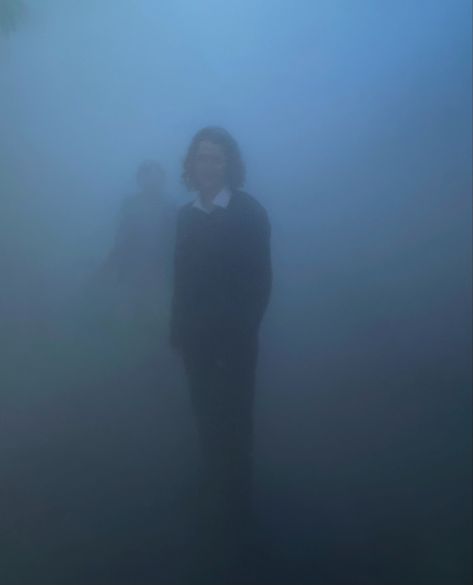 Foggy Portrait Photography, Fog Photography People, Fog Photoshoot Ideas, Cryptid Photoshoot, Foggy Beach Photoshoot, Fog Photography Portrait, Foggy Portraits, Creepy Portrait Photography, Fear Photoshoot