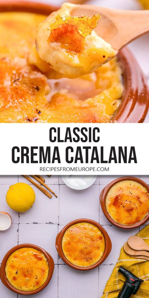 Crema Catalana - Recipes From Europe Spanish Cream, Crema Catalana Recipe, Dessert Restaurants, Tapas Recipes, Caramelized Sugar, Spanish Tapas, Spanish Dishes, French Dishes, Creamy Desserts