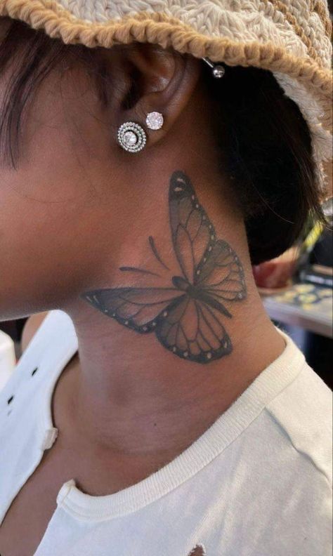 Rose On Neck Tattoo For Women, Tattoo Ideas Lotus, Tattoo Ideas Music, Tattoo Unicorn, On Hand Tattoo, Flower Neck Tattoo, Tattoo Indian, Butterfly Neck Tattoo, Thigh Tattoo Ideas