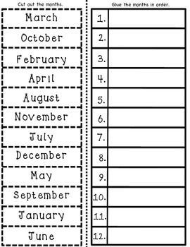 Teaching The Months Of The Year, Months Of The Year Game, Months Of The Year Activities, Month Worksheet, Months Activities, Seasons Months, Cut And Paste Worksheets, First Grade Worksheets, English Worksheets For Kids