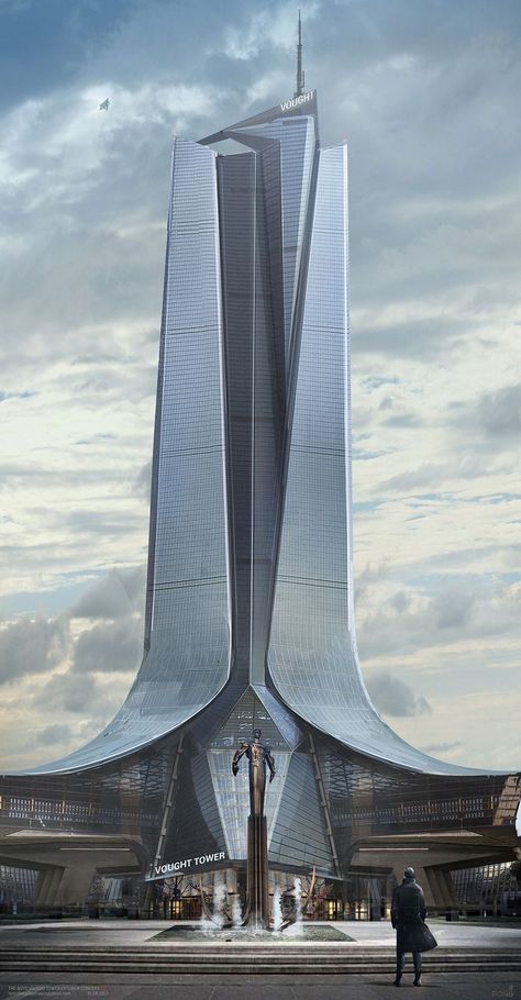 Skyscraper Design Concept, Skyscraper Architecture Concept Design, Skyscraper Architecture Concept, Futuristic Tower, Skyscraper Concept, Scifi Architecture, Futuristic Skyscraper, Futurism Architecture, Skyscraper Design