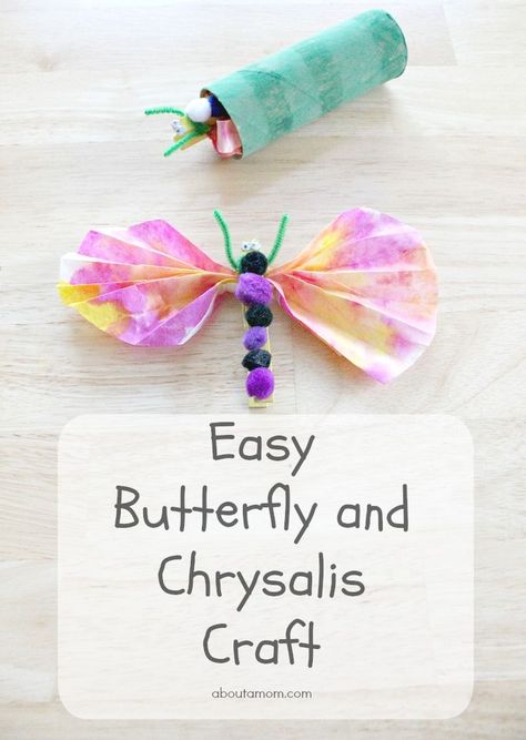 Teach children about the life cycle of a butterfly with this fun and easy butterfly and chrysalis craft for kids.  #summeractivities #activitiesforkids Chrysalis Craft, Butterfly Craft For Kids, Life Cycle Of A Butterfly, Cycle Of A Butterfly, Butterfly Chrysalis, Butterflies Activities, Easy Butterfly, Bugs Preschool, Butterfly Craft