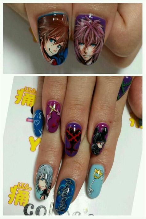 Nerd Nails, Nerdy Nails, Anime Nail Art, Character Nail Art, Paint Styles, Japan Nail Art, Anime Nail, Accessories Japanese, Posh Nails