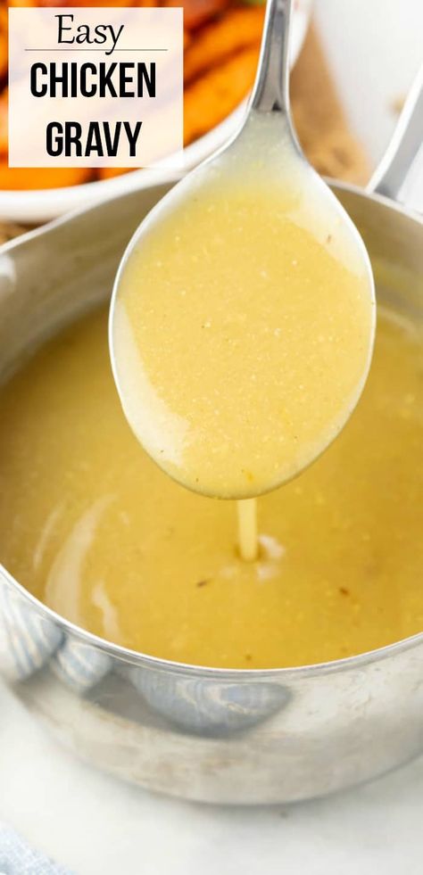 This homemade Chicken Gravy Recipe is easy to make with broth and no drippings! If you like to make your gravy from drippings, this is recipe easy to adapt to include them. Serve this with biscuits, mashed potatoes, casseroles, and more! #comfortfood #homemadegravy #sidedishrecipe Best Chicken Gravy, Gravy From Drippings, Chicken Gravy From Broth, Easy Chicken Gravy, Homemade Chicken Gravy, Turkey Gravy From Drippings, Homemade Gravy Recipe, Easy Gravy Recipe, Chicken Gravy Recipe