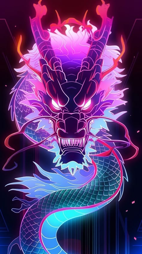 Dragon Wallpaper Iphone, Japanese Wallpaper Iphone, Dragon Wallpaper, Samurai Wallpaper, Dragon Artwork Fantasy, Japanese Art Prints, Dragon Pictures, Pop Art Wallpaper, Neon Wallpaper