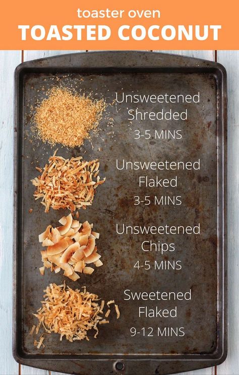 How to Toast Coconut in your Toaster Oven - Flaked, shredded or chips, we’ve got you covered!  #coconut #toastedcoconut #toasteroven How To Toast Coconut, Toast Coconut, Small Toaster Oven, Toaster Oven Recipes, Health Coconut Oil, Oven Meals, Dried Coconut, Easy Flatbread, Coconut Baking