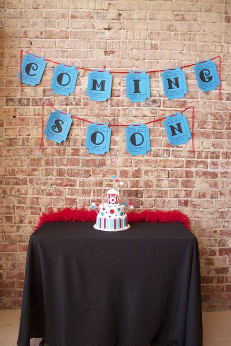 Movie & Popcorn Baby Shower Party Ideas | Photo 2 of 11 | Catch My Party Popcorn Baby Shower, Baby Bump Progression, Silhouette Photo, Pink Movies, Movie Popcorn, Movie Themed Party, Pop Baby Showers, Baby Reveal Party, Oscars Party