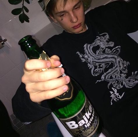 Grunge Guy, Host Party, Grunge Guys, Dark Grunge, Aesthetic Boys, Getting Drunk, Dark Photography, Soju Bottle, Young And Beautiful