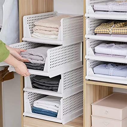 Plastic Cupboard, Foldable Wardrobe, Wardrobe Storage Boxes, Closet Shelf Organization, Stackable Storage Bins, Plastic Storage Bins, Closet Shelves, Stackable Storage, Basket Shelves