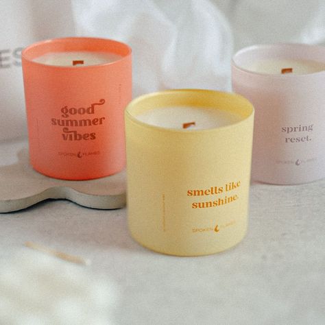 Summer Candle Aesthetic, Summer Candles Diy, Spring Candle Scents, Wellness Candle, Candle Names, Sun Candle, Fun Candles, Candles Design, Peach Candle