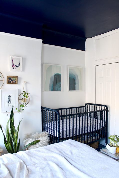 Nursery Guest Room Combo, Navy Crib, Modern Crib Bedding, Nursery Guest Room, Nursery Nook, Modern Crib, Bedroom Blue, Baby Room Diy, Neutral Bedding