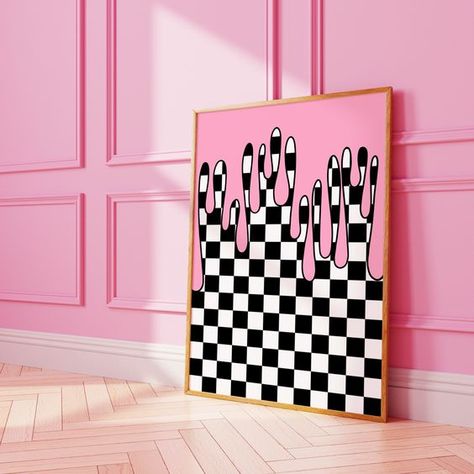 Checker Art, Checkerboard Wall, Art Skateboard, Bar Deco, Helloween Wallpaper, Funky Wall Art, Tableau Design, Canvas Painting Designs, Apartment Decor Inspiration