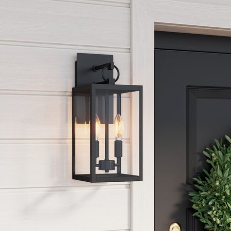 Exterior Modern Lighting, Black Outdoor Light Fixtures, Door Lighting, Porch Lantern, Porch Light Fixtures, Nathan James, Exterior Light Fixtures, Ocala Florida, Black Light Fixture