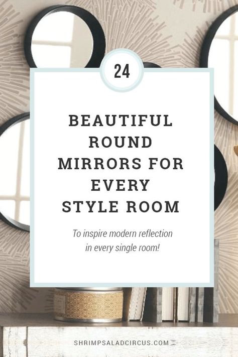 Round Mirror Ideas Under $150 - Home decor inspiration to dress up any wall in four distinct design styles! Round Mirrors Decor Ideas, Round Mirror Above Bed, Round Mirrors On Wall, Round Mirror Ideas, Round Mirror Decor Ideas, Mirror Collage Wall, Small Mirror Wall Decor, Mirror Collage, Mirror Placement