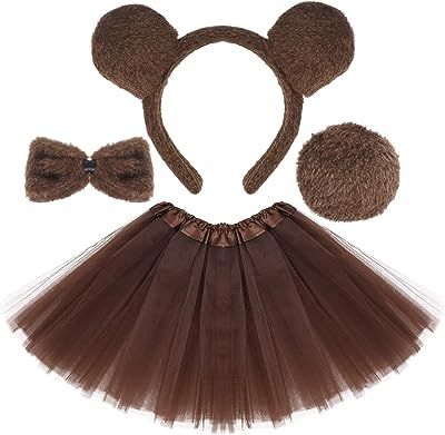 Animal Brown Bear Costume Bear Ears Headband Bowtie Tail Tutu Skirt Animal Fancy Costume Kit Halloween Cosplay Party Accessories for Girls Cute Bear Costume, Brown Bear Costume, Bear Ears Headband, Teddy Bear Costume, Giraffe Costume, Book Costumes, Tap Costumes, Bear Costume, Halloween Headband