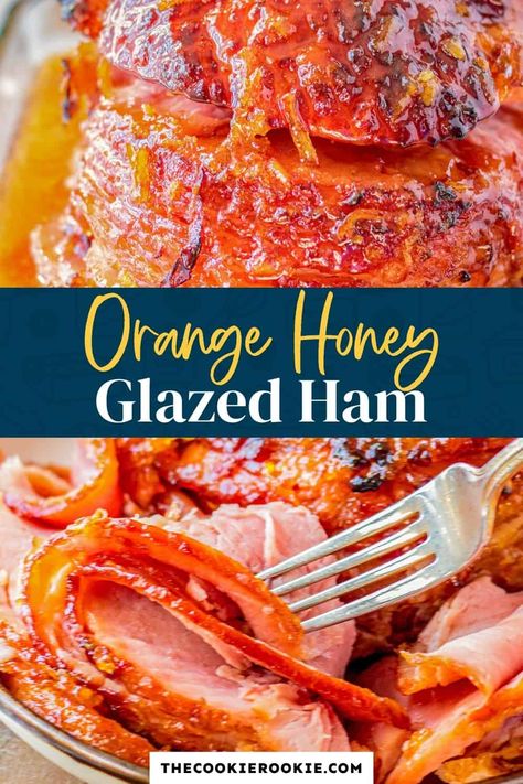 Add some flavor to your holiday ham with this delicious and simple orange and honey glaze. Wonderfully sweet and tangy, it's such an effortless way to impress your friends and family! Honey Ham Recipe, Honey Glazed Ham Recipe, Orange Glazed Ham, Honey Ham Glaze Recipe, Easter Side Dishes Recipes, Ham And Potato Soup, Ham Glaze Recipe, Honey Glazed Ham, Spiral Ham