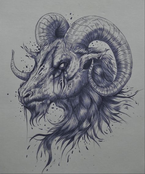 Hyena Tattoo, Tattoo Goat, Dragon Tattoo Drawing, Steampunk Tattoo, Line Tattoo Ideas, Capricorn Art, Tattoo Lettering Design, Realistic Tattoo Sleeve, Capricorn Tattoo