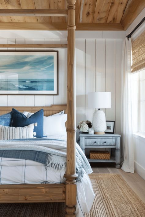 Coastal Farmhouse Bedroom, Coastal Modern Farmhouse, Coastal Bedroom Decor, Masculine Room, Rustic Farmhouse Bedroom, Farmhouse Bedroom Decor Ideas, Coastal Country, Coastal Bedroom Decorating, Modern Farmhouse Bedroom