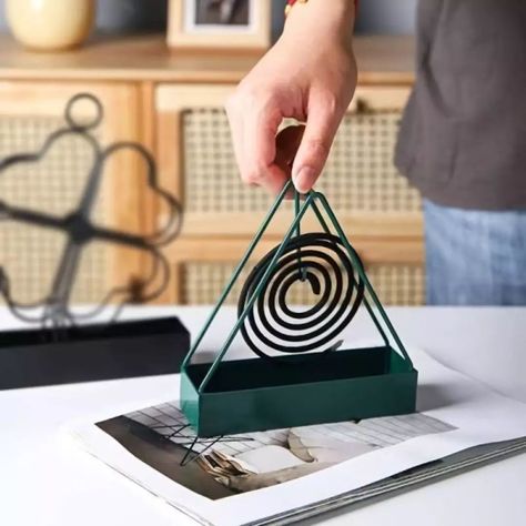 1pc Simple Triangle-shaped Iron Mosquito Coil Holder Creative Hanging Or Standing Incense Burner (random Color) Dm for order and queries #coilholder Simple Room Decoration, Mosquito Coil Holder, Mosquitoes Remedies, Mosquito Coil, Simple Room, Plate Holder, Mosquito Repellent, Insect Repellent, Iron Art