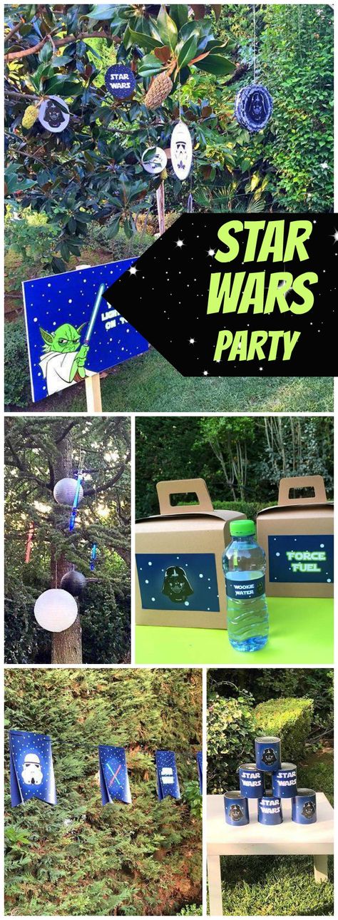 What a fun outdoor Star Wars birthday party! See more party ideas at CatchMyParty.com! Lego Star Wars Birthday Party, Lego Star Wars Birthday, Star Wars Themed Birthday Party, Star Wars Birthday Party, Star Wars Games, Birthday Star, Kids Birthday Themes, Star Wars Birthday, Star Wars Kids