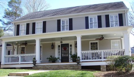 front porch to a 1960 Colonial house ... Front Porch Addition Colonial, Colonial Exterior Makeover, Colonial Porch, Porch Renovation, Farmers Porch, Front Porch Addition, Veranda Design, Colonial House Exteriors, Trendy House