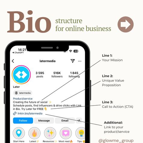 How to Build a Successful Bio for Your Business or Personal Brand on Social Media➡️🌟 A compelling social media bio can make a significant impact on your business’s online presence. Here’s a step-by-step guide to crafting a perfect bio for a business: 1️⃣ Unique Value Proposition - Highlight what makes your business unique. What do you offer that others don’t? 2️⃣ Target Audience - Specify who your products or services are for. Speak directly to your ideal customers. 3️⃣ Call to Action... Unique Value Proposition, What Makes You Unique, Ideal Customer, Value Proposition, Social Media Branding, Brand Building, Instagram Bio, Personal Brand, Call To Action