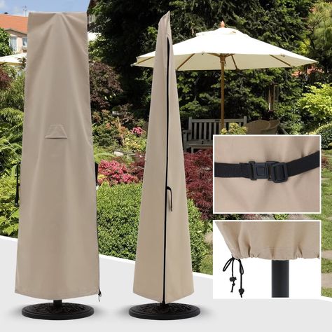 ABCCANOPY Patio Umbrella Cover for 6.5FT to 14FT Khaki Patio Umbrella Covers, Easy Patio, Cantilever Patio Umbrella, Small Patio Garden, Umbrella Cover, Offset Umbrella, Table Umbrella, Classic Accessories, Cantilever Umbrella