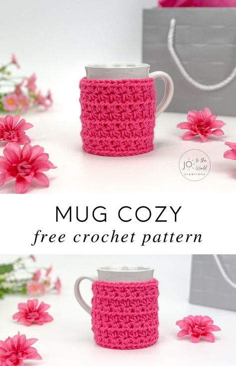 If you are looking for gift ideas for coffee lovers, look at this fun coffee mugs crochet sleeve pattern. This free crochet coffee cozy pattern is a quick and easy coffee cup holder you can make in under an hour. It is also the perfect gift idea for tea drinkers that love a cute tea cop coy. Try out this simple pattern for free, even if you're a beginner. Cup Sleeve Pattern, Coffee Cozy Pattern, Cup Cozy Crochet Pattern, Mug Cozy Pattern, Coffee Mug Cozy, Cup Cozy Pattern, Crochet Mug, Crochet Mug Cozy, Crochet Coffee Cozy