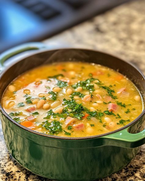 Hearty White Bean and Ham Hock Soup Recipe Ham And Bean Soup Without Ham Bone, Ham Hawk And Bean Soup, White Bean And Ham Hock Soup, Ham Hock Soup Recipes, Ham Hock And Bean Soup, Beans Ham Hock, Bean And Ham Hock Soup, Ham Bone Bean Soup, Ham And Bean Soup Recipes