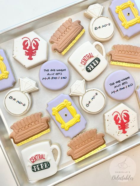 Friends Cookies, Bachelorette Party Cookies, Cutout Cookie, Bachelorette Cookies, Bridal Cookies, Bridal Shower Cookies, Friends Bridal, Bachelorette Themes, Bridal Bachelorette Party