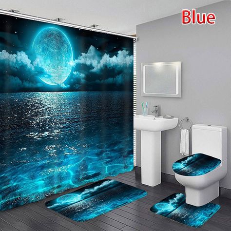 Home Themes Decor Ideas, Bathroom Diy Decor, Cute Beach House, Ocean Curtains, Ocean Shower Curtain, Lake Bathroom, How To Macrame, Bathroom Curtain Set, Tea Jewelry