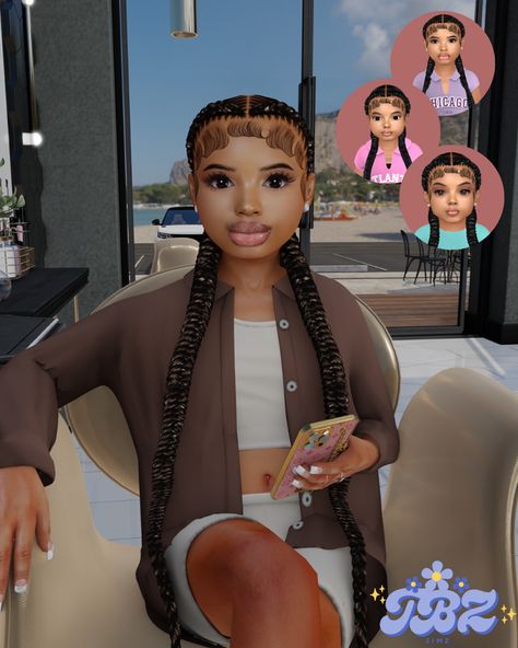 𝟐 𝐁𝐫𝐚𝐢𝐝𝐬 | Patreon Blasian Sims 4 Cc, Sims 4 Cc Two Braids, Lolkhalia Sims 4, Box Braids Sims 4 Cc, Black Sims 4 Cc Infant, Sims Body Mods, Sims 4 No Blur Mod, Sims4 Urban Hair, Lashes Sims 4 Cc Patreon