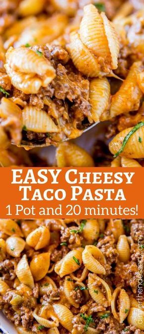 We LOVED this Cheesy Taco Pasta, just like the Hamburger Helper we grew up with! Pasta Taco, Cheesy Dinner, Cheesy Taco Pasta, Dessert Quick, Resep Pasta, Delicious Steak, Dinner Pasta, Easy Steak, Taco Pasta