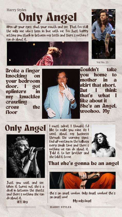 Only Angel Harry Styles Wallpaper, Harry Styles Songs Lyrics, Harry Styles Wallpaper Lockscreen Lyrics, Harry Styles Newspaper, Harry Styles Songs Wallpaper, Harry Styles Song Quotes, Harry Styles Phone Wallpaper, Harry Styles Inspired Wallpaper, Harry Styles Lyrics Aesthetic