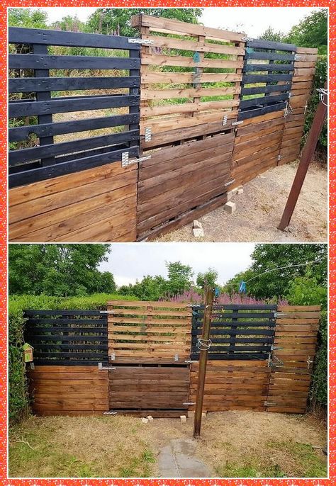 Pallet Fence Diy, Wood Pallet Fence, Land Scapes, Diy Carport, Garden Renovation, Diy Backyard Fence, Wood Pallet Recycling, Diy Wood Pallet Projects, Wedding Farm